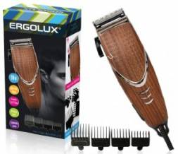 Машинка для стрижки волос ERGOLUX ELX-HC02-C10 10W, 4 насадки, щетка+смазка, 220-240V, цвет дерево
