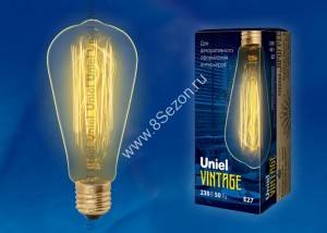 Uniel ST64 E27 60W винтажная лампа накаливания IL-V-ST64-60/GOLDEN/E27 VW02