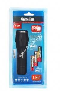 Camelion фонарь ручной LED5136 (3xR03 +) LED XML-T6 10W (500lm), ZOOM 400м, черн/алюм, 5 реж., BL
