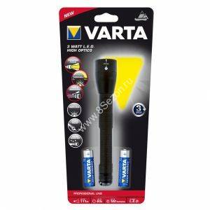 Varta фонарь 18811 3W LED High Optics, CREE 180лм, фокусировка, диммер, строб, IPX4, 2хAA в компл.