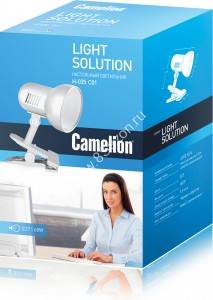 Camelion H-035 C01 св-к настольный прищепка 60W E27 металл/пластик белый