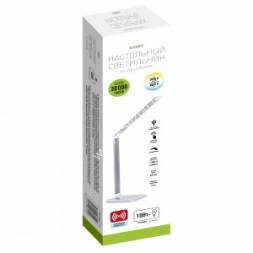 СТАРТ CT302 св-к настольный св/д 10W(850lm) 3000-6000K сенсор/диммер 3 ур.ярк, беспров.ЗУ, USB белый