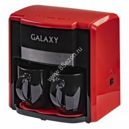 Кофеварка Galaxy GL-0708 красная, 750Вт, 2 чашки (объем 0,3л), съемн.многоразовый фильтр