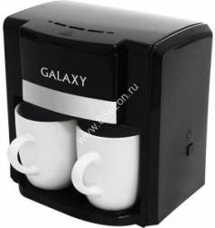 Кофеварка Galaxy GL-0708 черная, 750Вт, 2 чашки (объем 0,3л), съемн.многоразовый фильтр