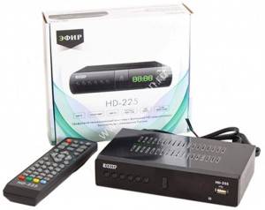 TV-тюнер (ресивер) Эфир-225 ,DVB-T2,Full HD,RCA,USB,HDMI,wi-fi, диспл,мет. корп,3RCA-3RCA в комп