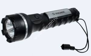Космос фонарь ручной 2056LED (3xR20) 3св/д (90lm), черный+сереб./резина, влагозащитный, BL