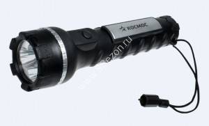 Космос фонарь ручной 2057LED (2xR20) 3св/д (90lm), черн.+сереб./резина,влагозащитный, BL