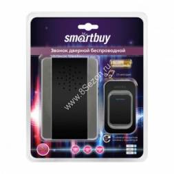 SmartBuy звонок дверной беспроводной цифр. 100м,25 мелодий, 2xAA/A23,кноп, рег.гром черный 11-DP6-25