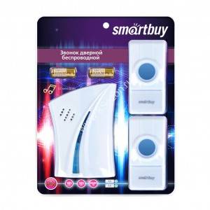 SmartBuy звонок дверной беспроводной цифр. 100м,32 мелодии, 2xAA/A23, 2 кноп IP44 бел SBE-12-DP4-32