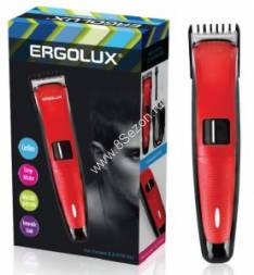 Триммер беспроводной для волос и бороды ERGOLUX ELX-HT01-C43 3W, щетка + смазка, з/у 220-240V, красный