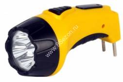 Smartbuy фонарь ручной SBF-84-Y (акк. 4V 0.5 Ah) 4св/д, желтый/пластик, вилка 220V