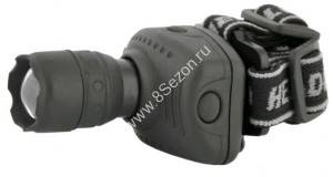 Ultraflash фонарь налобный LED5354 (3xR03) 1св/д 1W(70lm), черный/пласт, фокусир., повор.отраж,3 реж