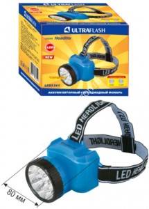 Ultraflash фонарь налобный LED5361 (акк.4V 0.8Ah) 12св/д(48lm), синий/пласт.,отражат,2 реж, з/у 220V