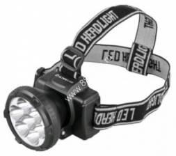 Ultraflash фонарь налобный LED5362 (акк. 4V 0.5Ah) 7св/д (30lm),черн./пласт,отражат,2 реж, з/у 220V