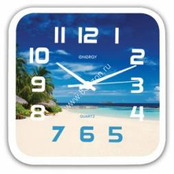 Часы настенные Energy EC-99 Пляж 24,5*3,9см (квадрат) плавный ход, пластик, АА*1шт нет в компл 9472