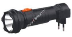 Focusray фонарь ручной 1201 (акк.) 1W, черн./пластик, время работы до 300 мин., заряд от сети BL