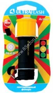 Ultraflash фонарь ручной LED15001-B (3xR03) 9св/д (40lm), желт.+черный/пластик, BL