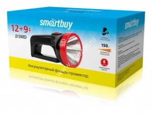 Smartbuy фонарь-прожектор SBF-401-1-K (акк.4V 1.6Ah) 12св/д 2.4W+9св/д 1.8W,черн/пласт+мет.,з/у 220V