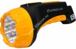 Ultraflash фонарь ручной LED3807 (акк. 4V 0.7Ah) 7св/д (25lm),черн.+желт./пластик, 2 реж, вилка 220V