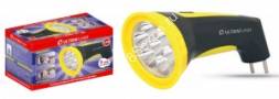 Ultraflash фонарь ручной LED3807M (акк. 4V 0.5Ah) 7св/д (25lm) черн+желт/пластик, 2реж, вилка 220V