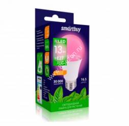 Smartbuy FITO св/д лампа для растений E27 13W фито, красно-синий, 16,5 мкмоль/cSBL-A60-13-fito-E27