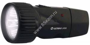 Ultraflash фонарь ручной LED3850 (акк.0.6Ah) 5св/д, черный/пластик, вилка 220V