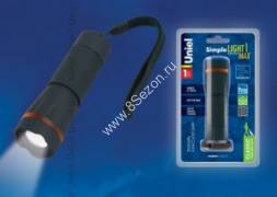Uniel фонарь ручной S-LD037-С (3хR03) 1св/д 1W (60lm), черный/пластик+резина, фокусировка,ремень, BL