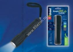 Uniel фонарь ручной S-LD038-С (3хR03) 1св/д 0.5W (40lm), черный/пластик+резина,фокусировка,ремень,BL