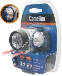Camelion фонарь налобный LED 5327-7F4R (3хR03 в компл.) 9св/д сереб./пластик, 4 режима, BL